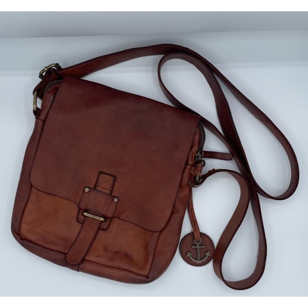 Harbour 2nd Brown Genuine Leather Crossbody/Shoulder Bag Zip Top Anchor Charm